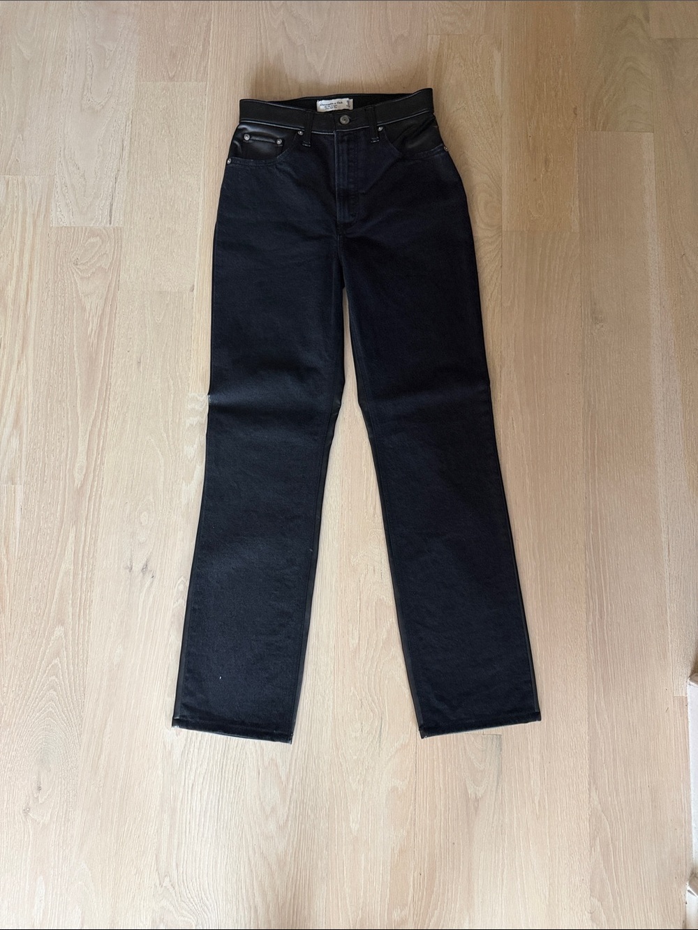 Abercrombie & Fitch Black Straight Jeans with pleather back